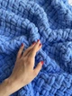 Плюшевий в'язаний дитячий плед "Плетінка" 80 на 80 см №289 - Насичено-блакитний - изображение 7