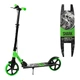Складной двухколесный самокат с ручным тормозом и амортизатором Best Scooter Shark Серый с зеленым - изображение 1