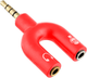 Разветвитель для наушников и микрофона Addap AJA-03, 3,5 мм Jack 3-pin на 4-pin | Аудиоадаптер, сплиттер, красный - изображение 6