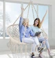 Подвесное плетеное садовое кресло-качели Carruzzo BOHO для 2 человек гнездо бежевое - изображение 9