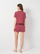 Пижама (футболка + шорты) женская из вискозы Trendyol THMSS20PT0230 L Light Burgundy (8683048217146) - изображение 2