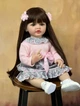 Велика вінілова лялька ручної роботи Reborn Baby Doll зі справжнім довгим волоссям та великими очима - зображення 2