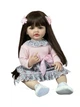 Велика вінілова лялька ручної роботи Reborn Baby Doll зі справжнім довгим волоссям та великими очима - зображення 3