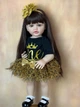 Большая виниловая кукла ручной работы в золотом платье Reborn Baby Doll с настоящими волосами и глазами - изображение 2