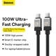 Кабель Type-C на Type-C з підсвічуванням Baseus CoolPlay Series Fast Charging (2m, 100W, 5A, 480Mbps). Black - зображення 4