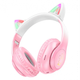 Дитячі бездротові навушники Hoco W42 Cat Ear Bluetooth з котячими вушками та LED підсвічуванням Рожеві з білим - зображення 1