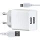 СЗУ XO L65EU 2.4A two USB charger for lightning (NB103) White - изображение 1