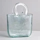 Стеклянная ваза для цветов в форме Сумки 20x11x26 см Bubble Bag, Голубая - изображение 2