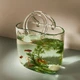 Стеклянная ваза для цветов в форме Сумки 20x11x26 см Bubble Bag, Зелёная - изображение 6