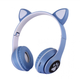 Беспроводные наушники с кошачьими ушками Cat MZ-023 Гарнитура RGB подсветкой FM microSD Розовые Синий - изображение 1