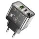 Сетевое Зарядное Устройство Hoco N34 Dazzling PD20W+QC3.0 Цвет Прозрачный черный - изображение 3