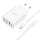 Комлект зарядного устройства Borofone BA79A Clever 1-USB-C, 3-USB-A, PD20W/QC3.0 18W кабель Type C to Lightning 1m White - изображение 6