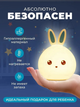 Дитячий силіконовий нічник Кролик Rabbit Lamp нічна LED лампа на акумуляторі 5 кольорів підсвічування біло-блакитний - зображення 2