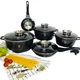 Набір каструль із гранітним антипригарним покриттям Top Kitchen TK-00020, набір посуду 10 предметів чорний - зображення 2