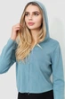 Кофта женская на молнии с капюшоном, цвет джинс, 244R008, S-L - изображение 11