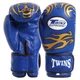 Перчатки боксерские на липучке Twins 5435 размер 10 унций Blue-Gold - изображение 1