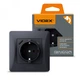 Розетка одинарна із заземленням із USB+USB-C чорний графіт VIDEX BINERA - зображення 1