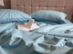 Постельное белье с резинкой Голубой (590), ранфорс Двухспальный размер, наволочки 50/70 - изображение 3
