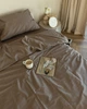 Постельное белье с резинкой Какао, сатин PREMIUM Полуторный размер, наволочки 50/70 - изображение 1