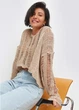 Вязанный oversize свитер кроп One size бежевый - изображение 5
