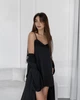Комплект женский шелковый халат и ночная рубашка Valerie L-XL черный - изображение 5