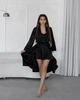 Комплект женский шелковый халат и ночная рубашка Valerie L-XL черный - изображение 6