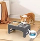 Миска для собак ELS PET 2 х 1,6 л двойная на подставке с регулируемой высотой, нержавейка с плавающим блюдцем, Серый (129-GRAY) - изображение 3