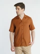 Льняна сорочка чоловіча коричнева Arber Hawaii Shirt 42 зріст 5 коричневий (M04.15.38.321) - зображення 1