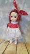 Шарнирная кукла BJD красное платье "Горох" 16см (К243) - изображение 4