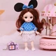 Шарнирная кукла BJD Мики в голубой кофте в горох 16см (К010) - изображение 1