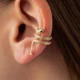 Серьга - каффа "Змея" в желтом золоте с08667 Онікс - изображение 4