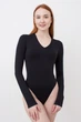 Боді лонгслів жіночій безшовний в рубчик Giulia BODY LONG SLEEVE RIB Чорний S-M - зображення 4