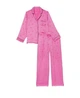 Сатинова піжама Victoria's Secret (сорочка+штани) S Розовая сердечки Satin Long Pajama Set Pink - изображение 3