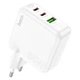 Мережевий зарядний пристрій HOCO Header three-port C115A |1USB/2Type-C, 65W/3A, PD/QC| white - зображення 1