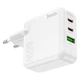 Мережевий зарядний пристрій HOCO Header three-port C115A |1USB/2Type-C, 65W/3A, PD/QC| white - зображення 2