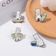 Комплект значков BROCHE брошки бижутерия Животные Скейтбординг Коты на скейте белый BRGV113584 - зображення 5