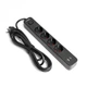Мережевий подовжувач VIDEX ONCORD з/з 4 розетки з кнопкою 3м(3x1.5мм) та USB(QC3.0)+USB-C(PD18W) чорний - зображення 3