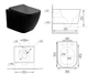 Набор: Подвесной безободковый унитаз DUSEL CUBIS Black с сиденьем+ Гигиенический душ со смесителем DUSEL GANI Black - изображение 9