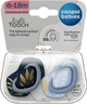 Canpol babies Пустушка силіконова симетрична 6-18 міс GOLD 2 шт. - чорна та блакитна 22/665_blu 5901691886919 - изображение 1