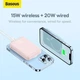 Магнитный портативный павербанк с беспроводной зарядкой Baseus Magnetic Mini Power Bank 10000mAh 20W с кабелем Розовый - изображение 13