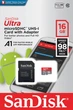 Карта пам'яті microSDHC (UHS-1) SanDisk Ultra A1 16Gb class 10 (98Mb/s, 653x) (adapter SD) (SDSQUAR-016G-GN6MA) - изображение 2