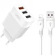 Зарядное устройство USB XO L72 (3A, QC3.0, 3 Usb) + кабель Lightning White - изображение 1