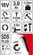 Аккумуляторный Перфоратор SDS+ (18 В) 2,0 Дж YATO® YT-82770 - изображение 3