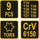 Набір Торксів ( T10, T15, T20, T25, T27, T30, T40, T45, T50 ) 9 шт VOREL (56639) - зображення 2