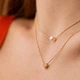 Двойное колье "Сердечко и жемчужина" с фианитами (желтое золото) кол02545 Онікс 37 - изображение 4