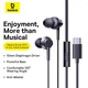 Навушники провідні з мікрофоном Baseus Encok Cz11 Wired Earphones A00164300113-Z1 Hi-Fi Audio/Type-C Чорний (26601) - зображення 6