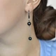 Серьги натуральный черный Турмалин шарик+кубик на подвеске-цепочке d-7-8мм фур-ра гип-ный темный сплав L-66мм - изображение 3