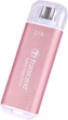 Dysk SSD Transcend ESD300 2TB USB 3.1 Gen 2 Type-C 3D NAND Pink (TS2TESD300P) Zewnętrzny - obraz 2