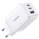 Зарядний пристрій адаптер Ugreen CD244 3xUSB 65W GaN 2хUSB-C+USB-A White (15334) - зображення 1
