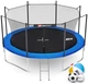 Батут садовый для детей Hop-Sport 366 см (12ft) 4 ноги на дачу синий с лестницей и внутренней сеткой + мячи - изображение 6
